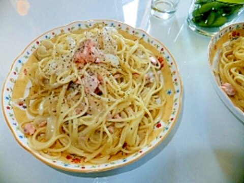 生鮭とクリームチーズのパスタ